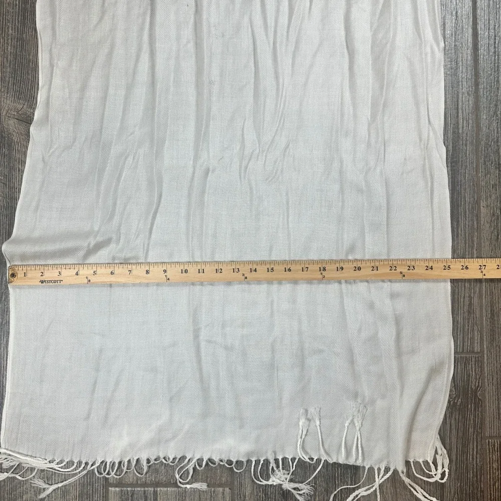 100% Pashmina White‎ Cashmere Scarf Fringe Soft Luxurious Elegant Women's